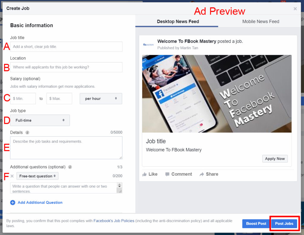 How to create a job ad on facebook