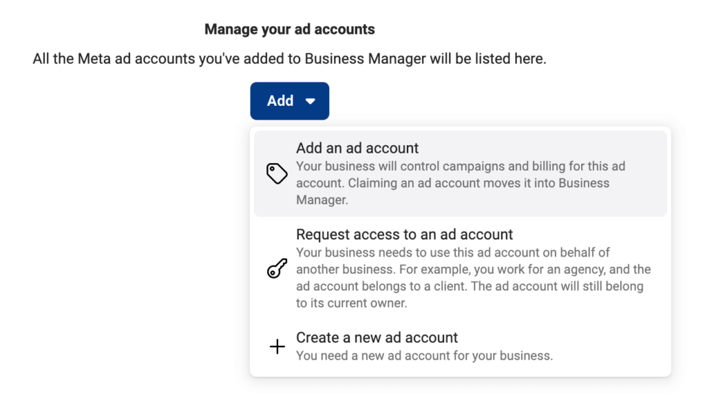 How to create an ads manager account