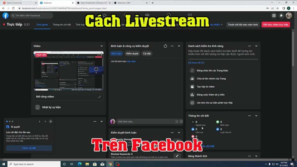 Hướng dẫn dùng Laptop/PC để tạo sự kiện livestream Facebook