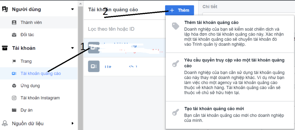 Tài khoản quản lý quảng cáo Facebook 