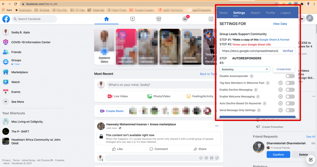 Auto post multiple Facebook group extension