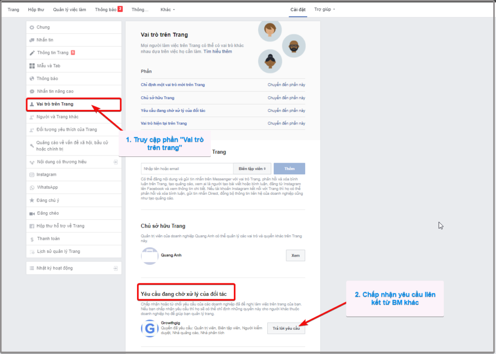 Cách thêm người vào trình quản lý doanh nghiệp facebook