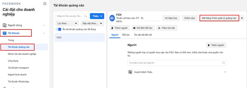 Cách thêm tài khoản vào business manager trên Facebook