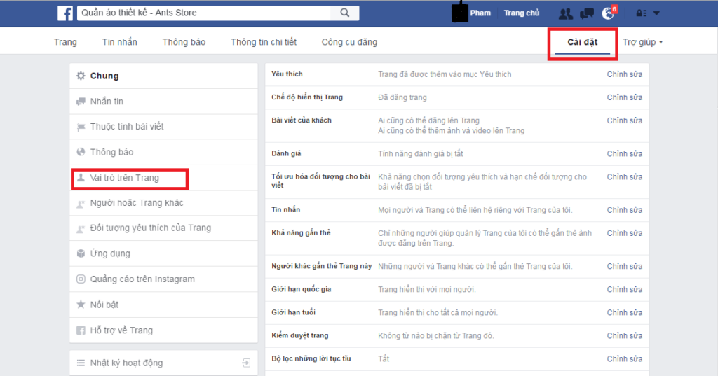 Quyền hạn của quản trị viên Fanpage Facebook