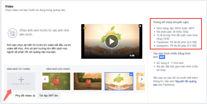 cách tạo quảng cáo trình chiếu trên Facebook