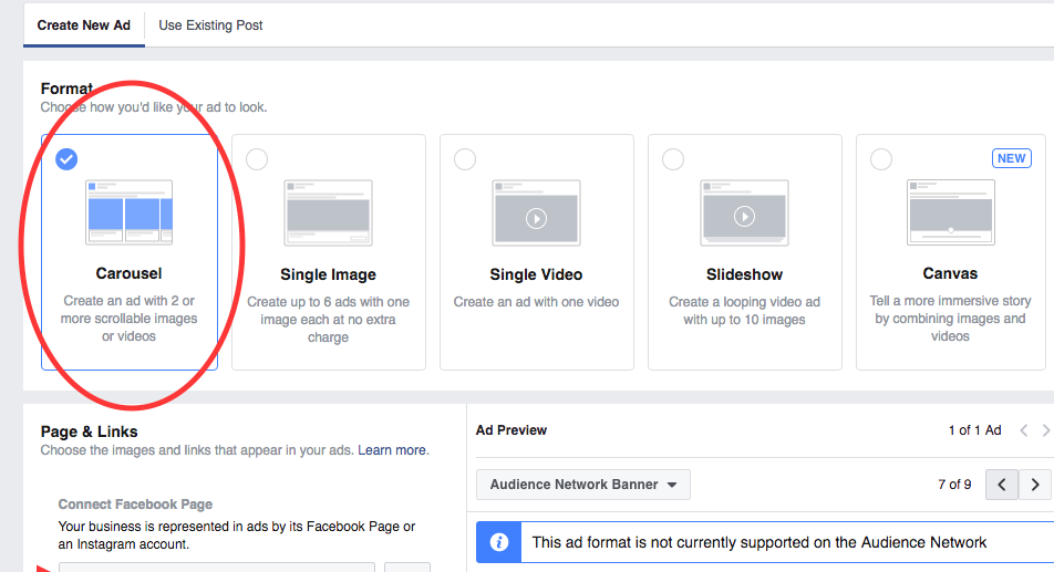 How to add carousel post on facebook