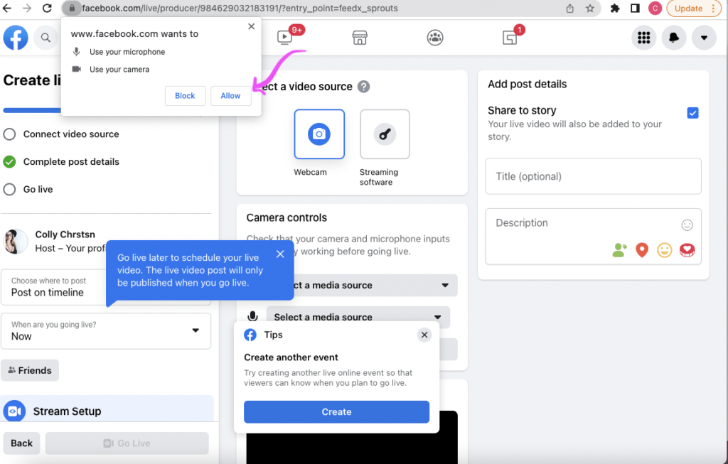 Why add a link to Facebook Live?