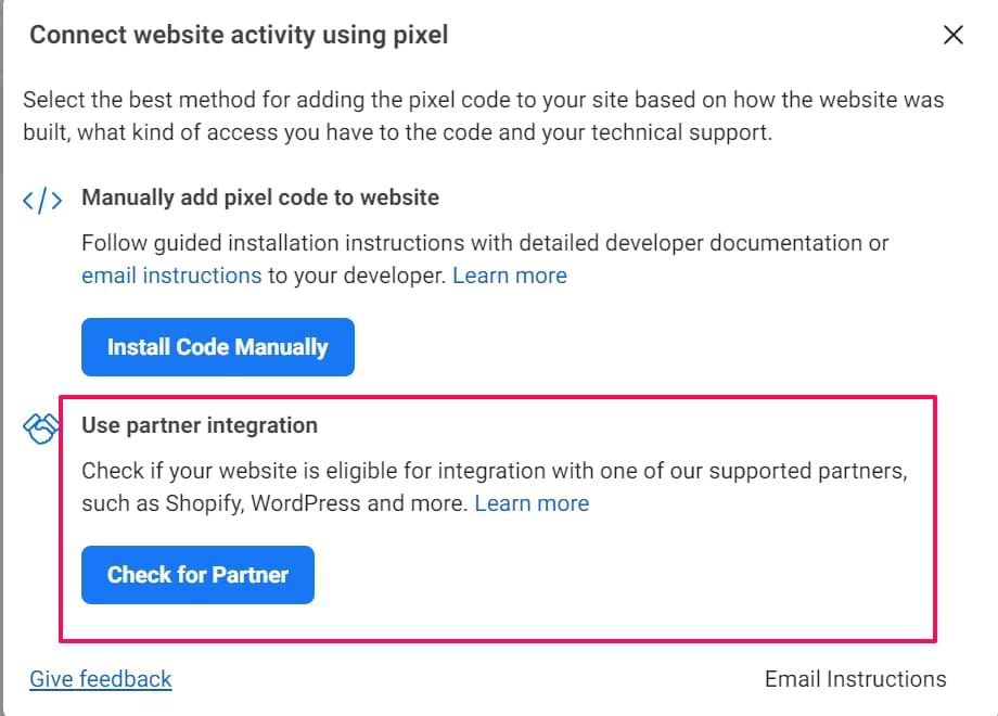 Instructions for getting Facebook Pixel code to install on website